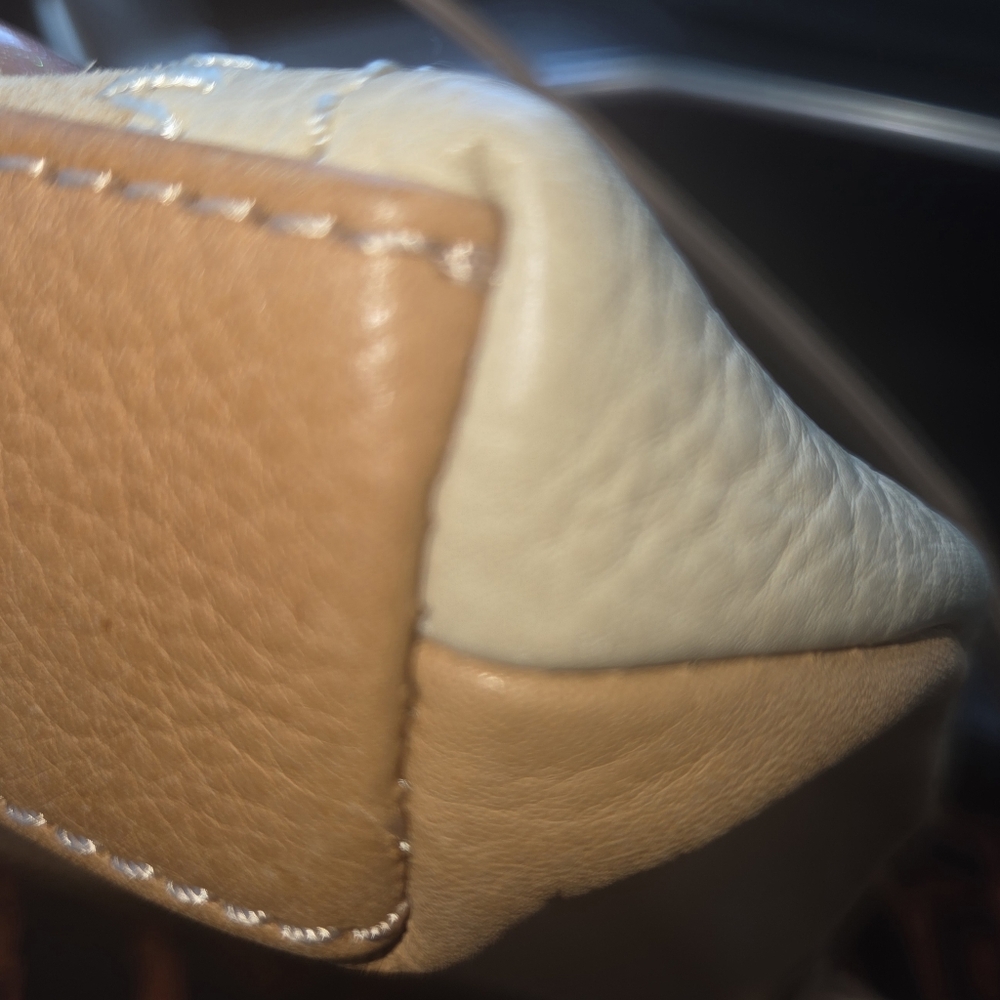 Fossil Striped Neutral Leather Patchwork Crossbod… - image 7